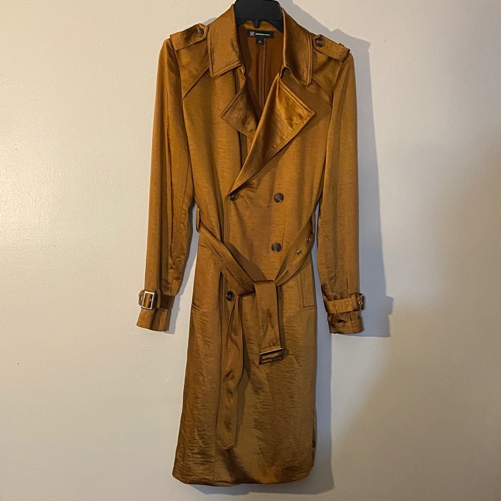 INC International Concepts Double-Breasted Trench Coat - Mustard